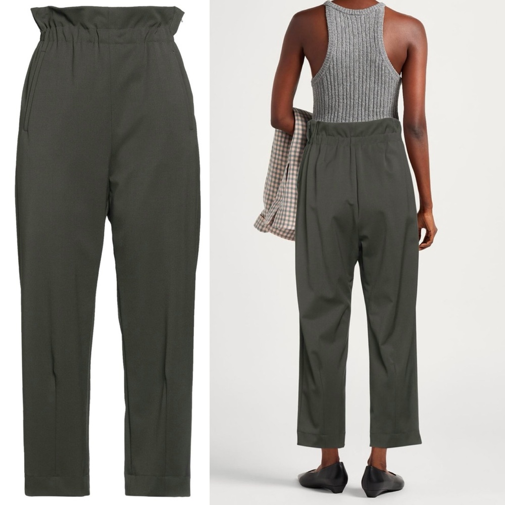 BOGO! Hache High Rise Paper Bag Cotton Poplin Cropped Pants Grey Small